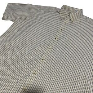L.L. Bean‎ Button Down Shirt Mens XL-Tall Yellow Plaid Short Sleeve Cotton 0KR71